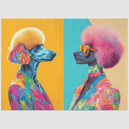 デコページ抽象芸術鮮やか色のプードル 薄葉紙 (正面)