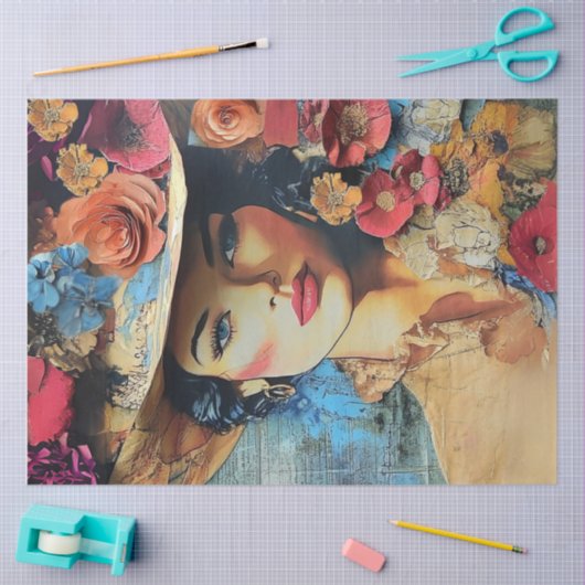 デコページ洗練されたレディの動揺して背景 薄葉紙 (クラフト)