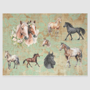 デコページ用の馬品種、ヴィンテージ背景 薄葉紙