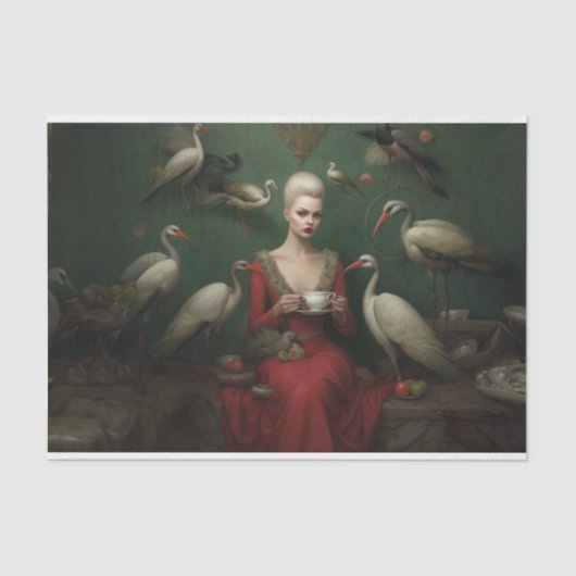 デコページ紙、ラッピング紙鳥茶の喜び 薄葉紙 (正面)