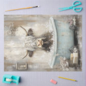 デコページ素朴ヴィンテージクローブバスハイランドカウズ 薄葉紙 (クラフト)