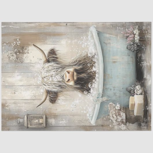 デコページ素朴ヴィンテージクローブバスハイランドカウズ 薄葉紙 (正面)