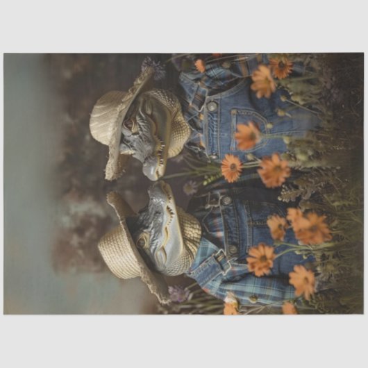 デコページ農業アリゲーターカップル 薄葉紙 (正面)