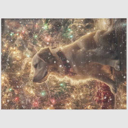 デコページ金ゴールドリトリエバークリスマスツリーライト 薄葉紙 (正面)