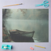 デコページ魚釣りボートの水面への反射 薄葉紙 (クラフト)