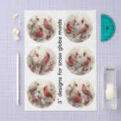 デコページ3」スノーグローブ金型深紅色冬 薄葉紙 (クラフト)