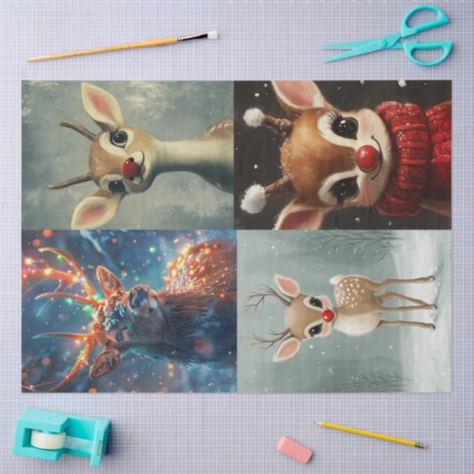 デコページ4スクラップブック作りクリスマストナカイデザイン 薄葉紙 (クラフト)