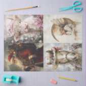 デコページ4デザインサンタハイランドカウエンジェルホース 薄葉紙 (クラフト)