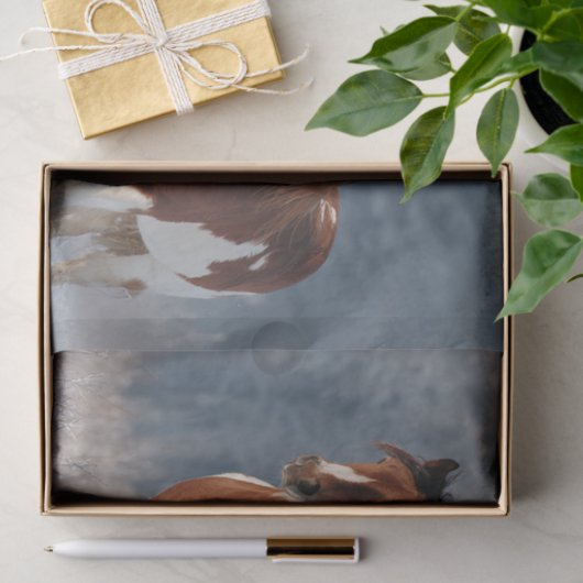 デコページ5ピントGalloping雪の覆われたフィールド 薄葉紙 (ギフト)