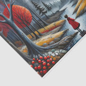 デコページ – 赤と秋の月の風景の少女 薄葉紙 (詳細)