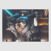 デコページ – 革の服を着た海賊ネコ –  薄葉紙 (正面)