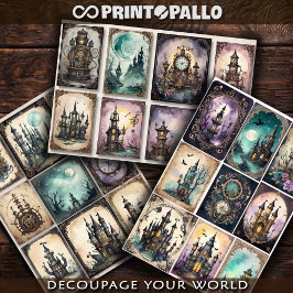 デコページ#1用のステームパンク装飾要素 ラッピングペーパーシート