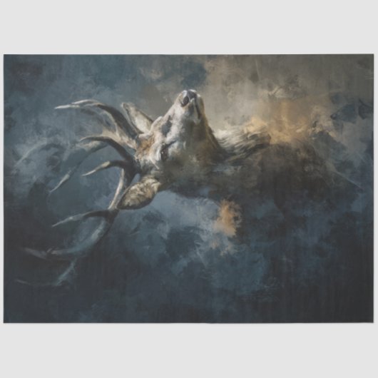 デコペー威厳のあるジ9ポイントディアー〔雄ジカの〕枝角 薄葉紙 (正面)