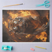 デコペ威厳のあるワイルドライフタイガーの火災芸術 薄葉紙 (クラフト)