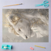 デコペ威厳のあるージホワイトライオネスオーナメントと金ゴールド 薄葉紙 (クラフト)