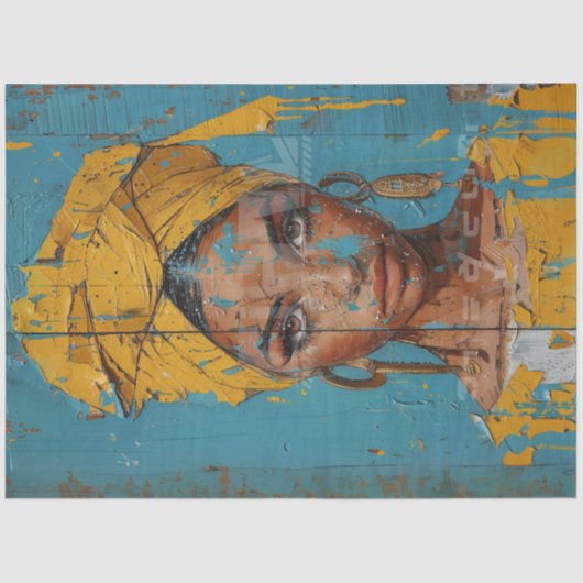 デコペ抽象芸術絵を描のアフリカ系アメリカティール（緑がかった色） 薄葉紙 (正面)