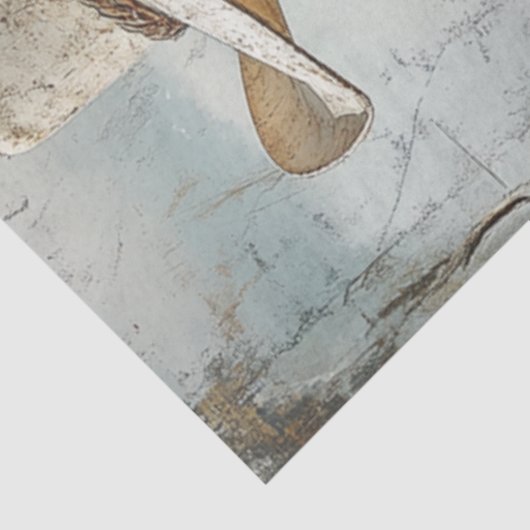 デコペ擦り切れたージ写真のブロンド女性のカーボーイオン・ホース 薄葉紙 (詳細)