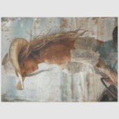 デコペ擦り切れたージ写真のブロンド女性のカーボーイオン・ホース 薄葉紙 (正面)