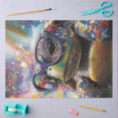 デコペ数々のージ色の芸術的亀 薄葉紙 (クラフト)