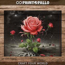 デコペ独身のー淡い色のジ – 赤いバラ –  薄葉紙