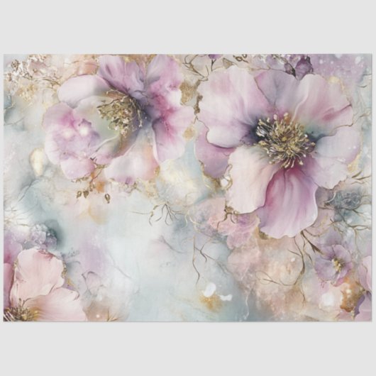 デコペ芸術的フローラデザインデリケートな花 薄葉紙 (正面)