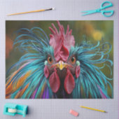 デコペ鮮やかージの数々の雄鶏の色の羽 薄葉紙 (クラフト)