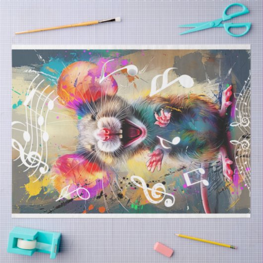 デコペ鮮やかージ色の歌いマウス 薄葉紙 (クラフト)