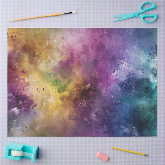 デコペ鮮やかージ色の紫の青の黄色の緑 薄葉紙 (クラフト)