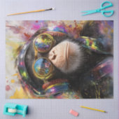 デコペ鮮やかー絵を描グのサル抽象芸術 薄葉紙 (クラフト)