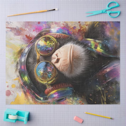 デコペ鮮やかー絵を描グのサル抽象芸術 薄葉紙 (クラフト)