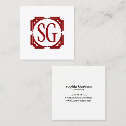 デコボックス – イニシャル- Ruby Red スクエア名刺 (正面/裏面)