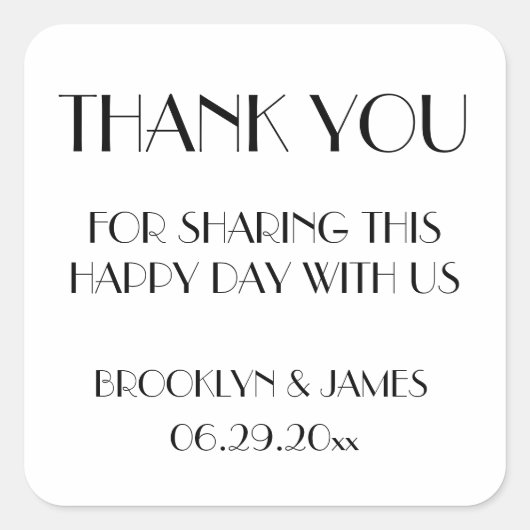 デコミニマルホワイト結婚式用シール スクエアシール (正面)