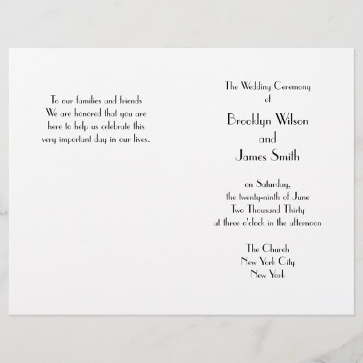 デコミニマルホワイト結婚式 プログラム (正面)