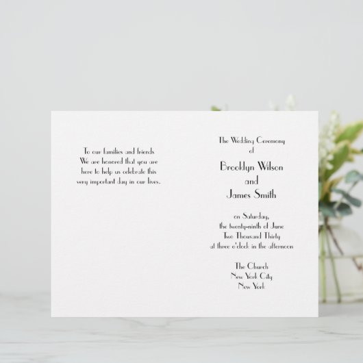 デコミニマルホワイト結婚式 プログラム (スタンド正面)