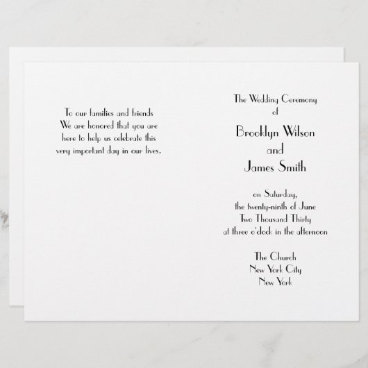 デコミニマルホワイト結婚式 プログラム (正面/裏面)