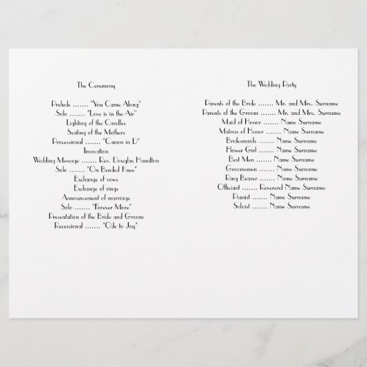 デコミニマルホワイト結婚式 プログラム (裏面)