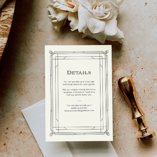 デコモダンアイボリーとブラック結婚ズゲスト詳細 エンクロージャーカード