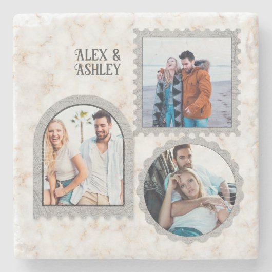 デコモダンアカスタマイズ写真の名前 ストーンコースター (正面)