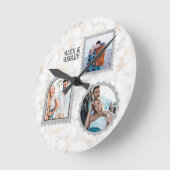 デコモダンアカスタマイズ写真の名前 ラウンド壁時計 (傾斜)