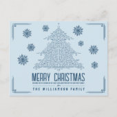 デコモダンクリスマスツリースノーフレークスライトブルー シーズンポストカード (正面)