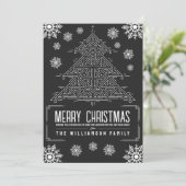 デコモダンクリスマスツリー雪片ホワイトブラック シーズンカード (スタンド正面)