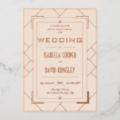 デコモダンクリームと金ゴールドIフォイル招待状 箔招待状 (正面)