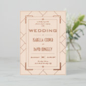 デコモダンクリームと金ゴールドIフォイル招待状 箔招待状 (立ち正面)