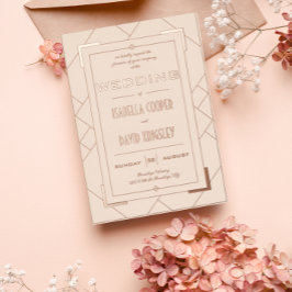 デコモダンクリームと金ゴールドIフォイル招待状 箔招待状