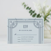 デコモダンフレームRSVPエンクロージャカード – 青 エンクロージャーカード (スタンド正面)