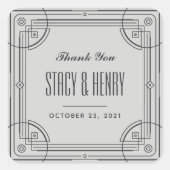 デコモダンフレ結婚ームのクロージャステッカー – グレー スクエアシール (正面)