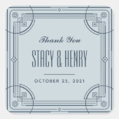 デコモダンフレ結婚ームのクロージャステッカー – 青 スクエアシール (正面)