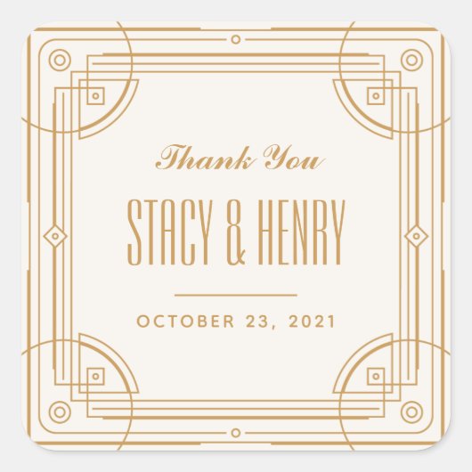 デコモダンフレ結婚ームのクロージャステッカー – Tan スクエアシール (正面)