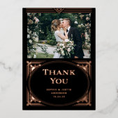 デコモダンブラック |サンキューカードバラゴールドフォイル 箔招待状 (正面)