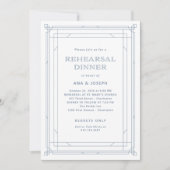 デコモダンホワイトと埃っぽいブルーリハーサルディナー 招待状 (正面)